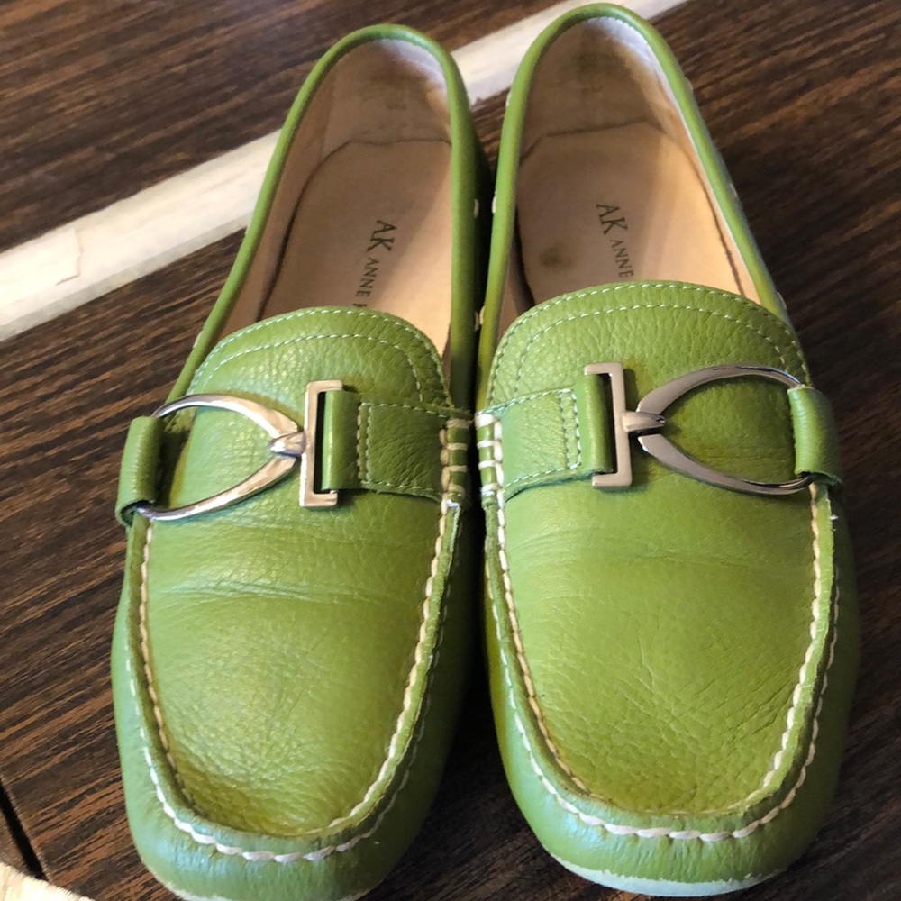 Green Leather Anne Klein Loafers